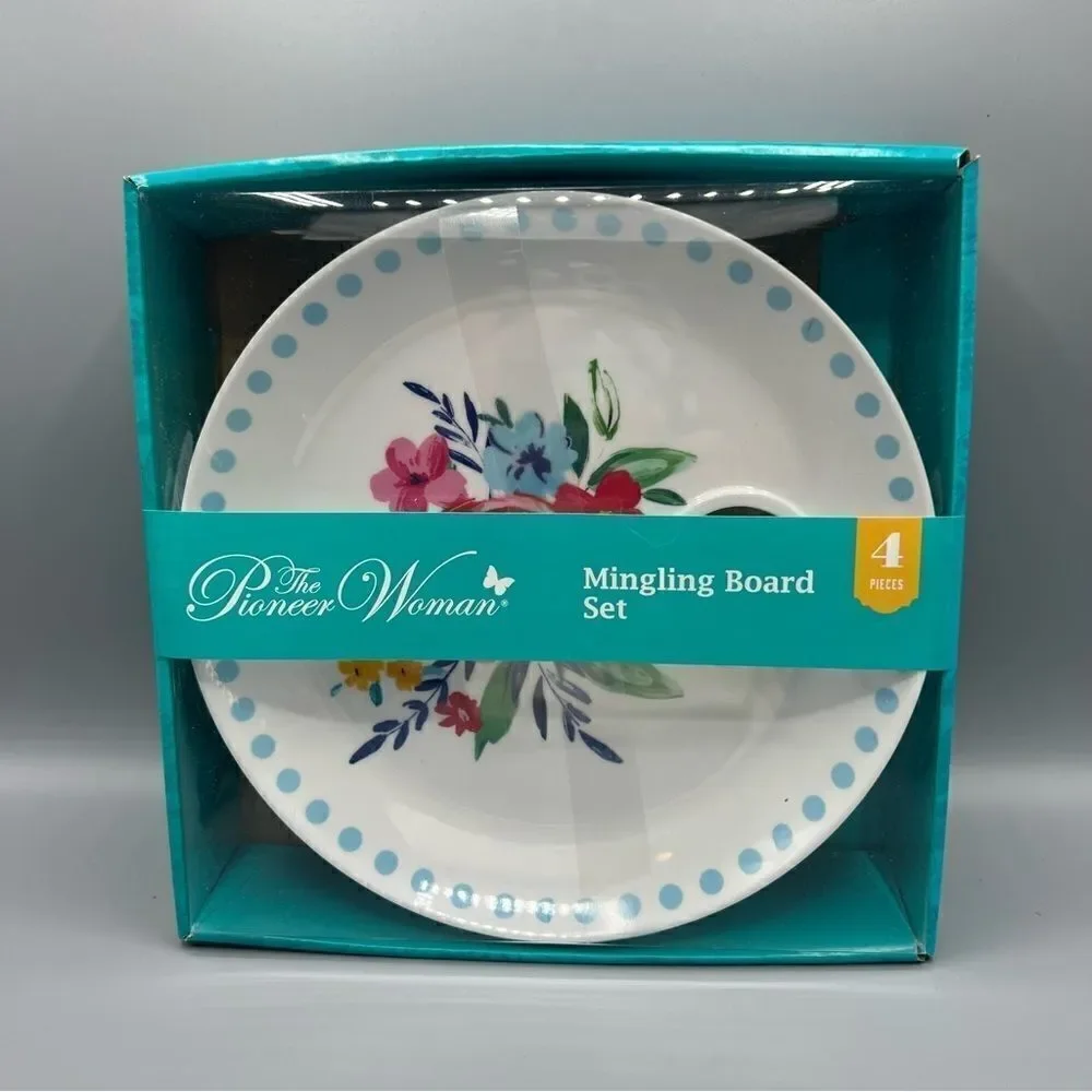 Pioneer Woman Floral Melamine Mingling Boards Set of 4 Tray Plates
